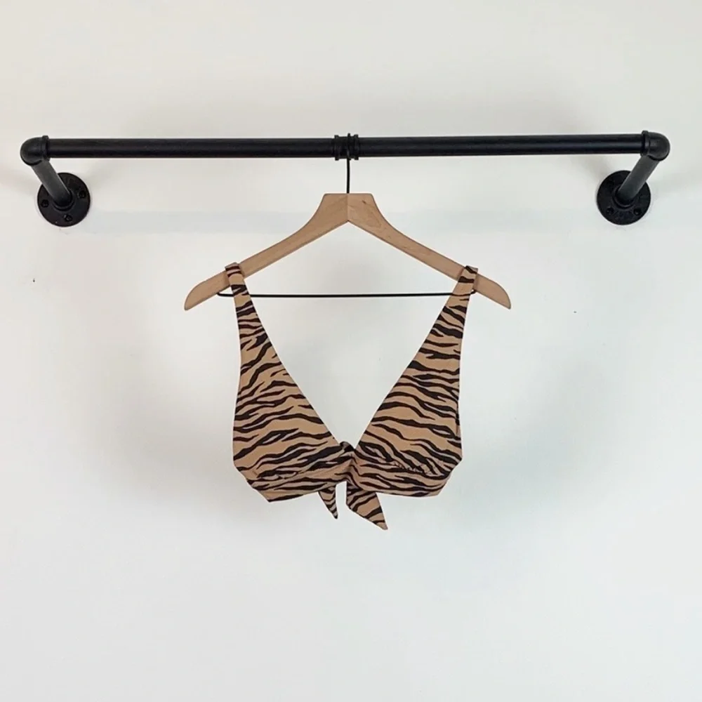 NEW Aerie Triangle Bikini Top Leopard Pique Animal Print